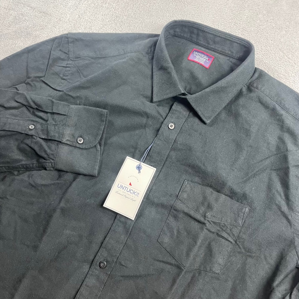 UNTUCKit Aubon Black Cotton Button Down Shirt‎ Mens 3XL Tall Regular Fit NWT